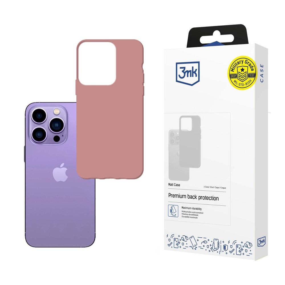 Skal till iPhone 14 Pro Max från serien 3mk Matt Case – rosa