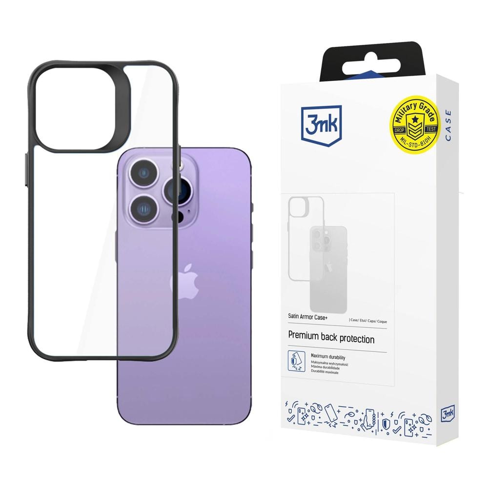 3mk Satin Armor Case+ för iPhone 14 Pro Max-serien – Svart