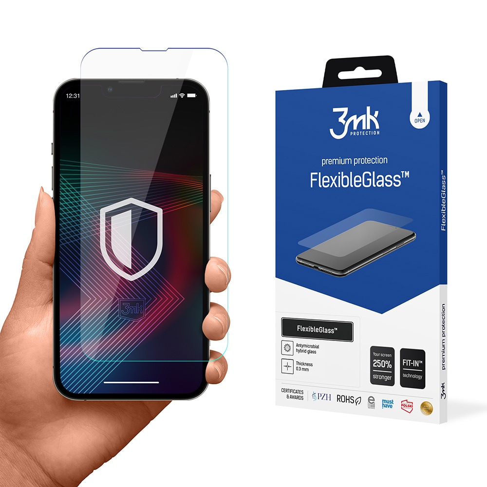Härdat glas till iPhone 14 Pro / iPhone 14 hybrid flexi 7H från 3mk FlexibleGlass-serien
