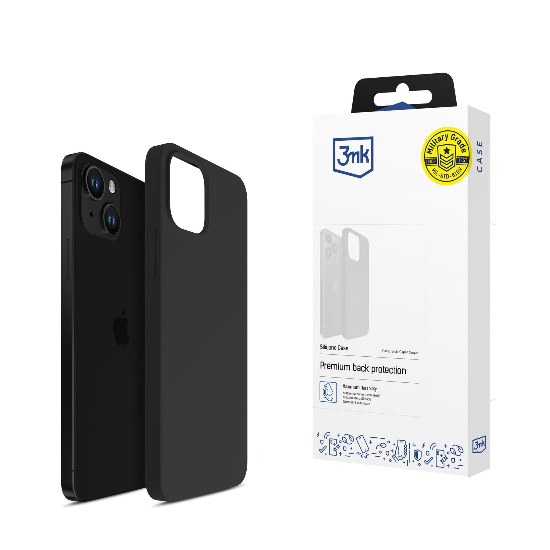 iPhone 14 Plus 3mk-serien – silikonfodral – svart