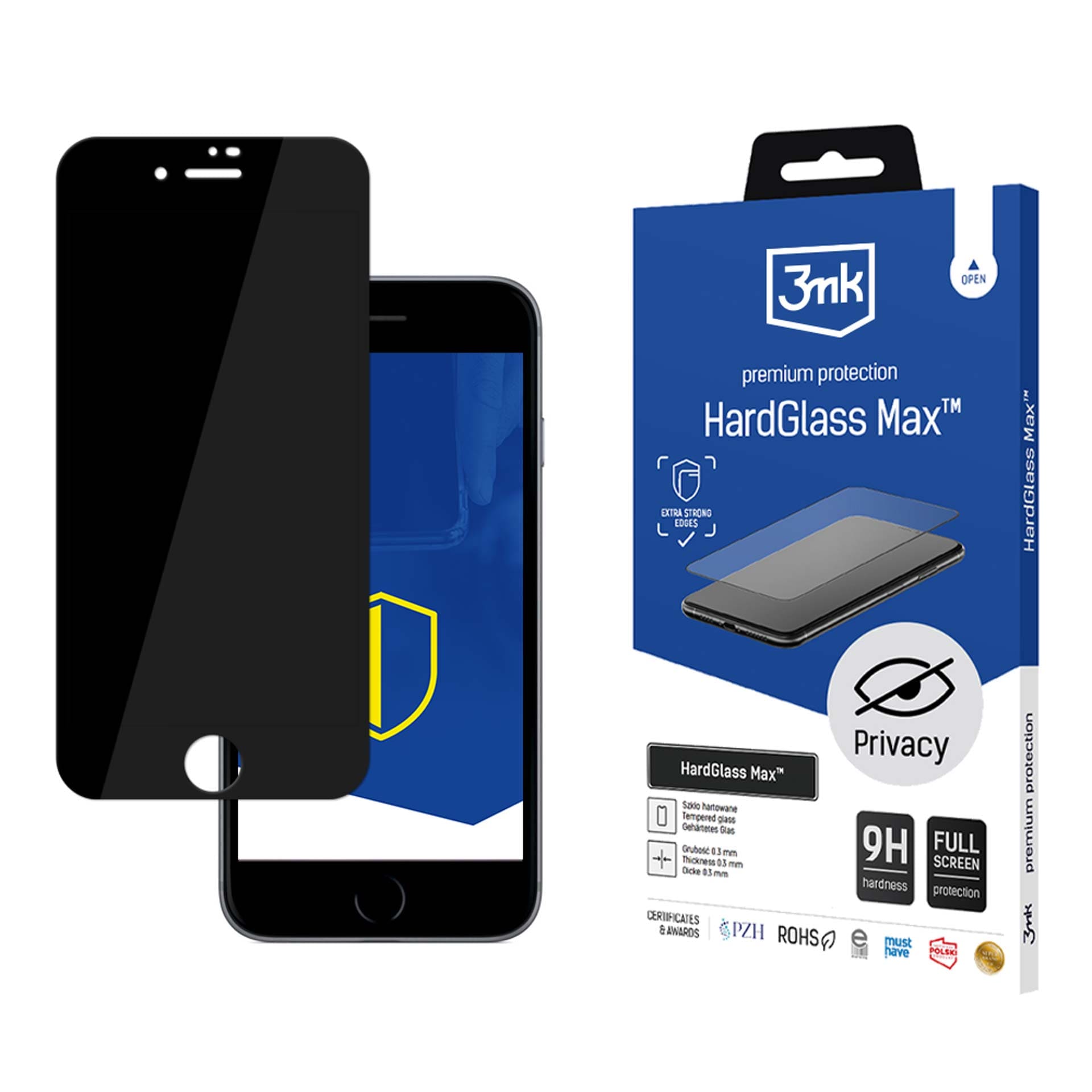 9H-sekretessglas 3mk HardGlass Max Privacy™ för iPhone 7 / 8