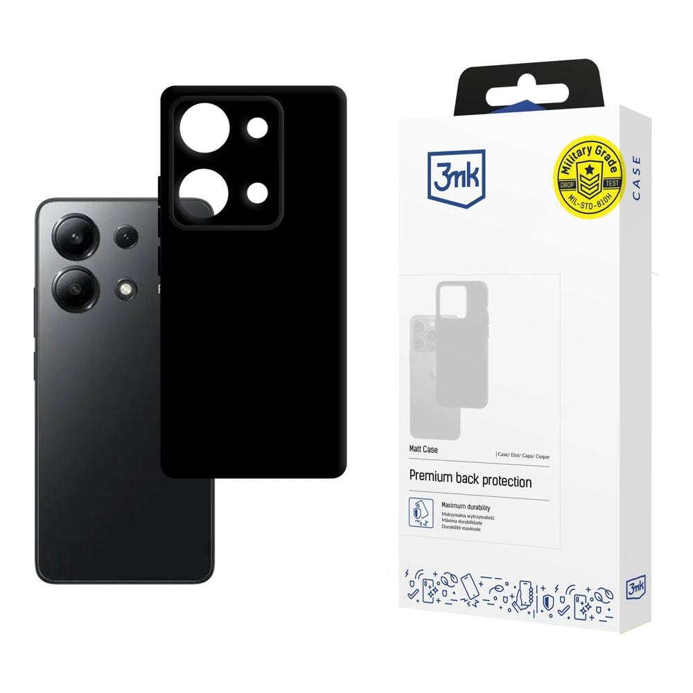3mk matt skal till Xiaomi Redmi Note 13 4G – svart
