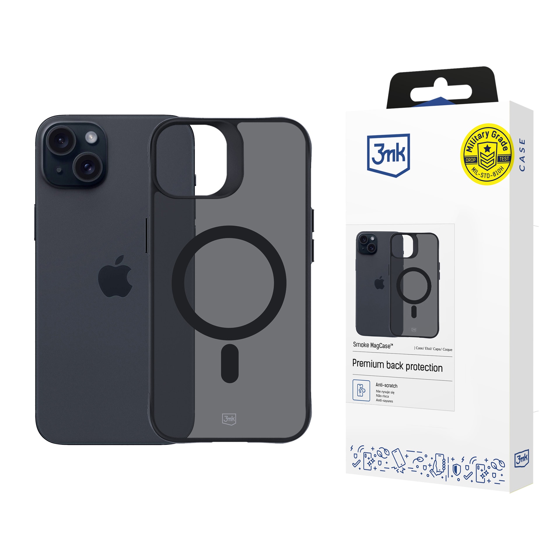 3mk Smoke MagCase med MagSafe för iPhone 15 – halvgenomskinligt