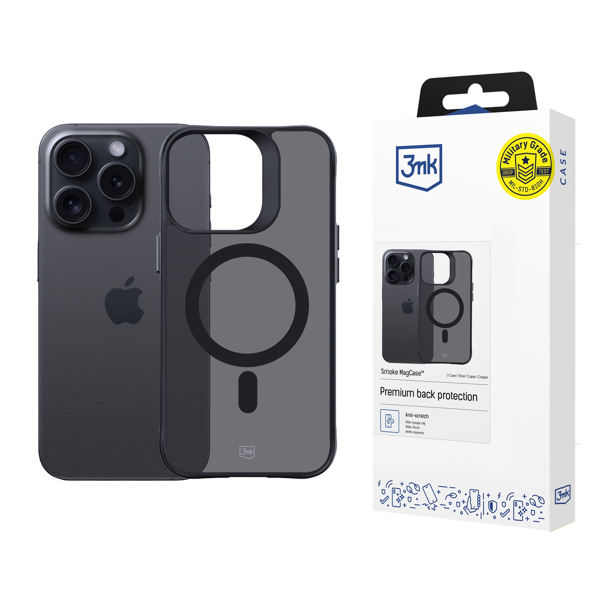 3mk Smoke MagCase med MagSafe för iPhone 15 Pro – Halvgenomskinligt