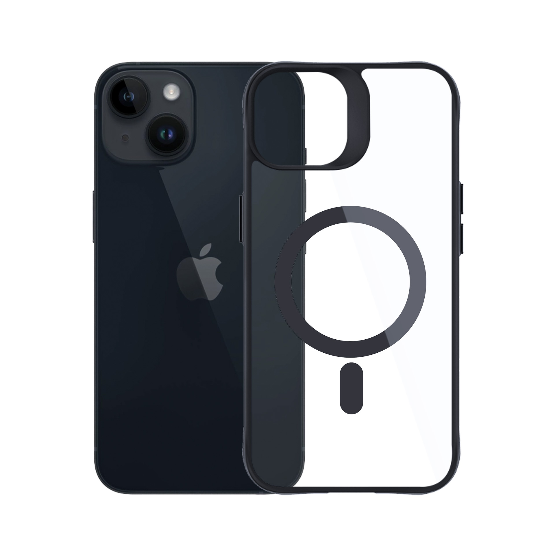 3mk Satin Armor MagCase med MagSafe til iPhone 13 / 14 – Gennemsigtig med sort ramme