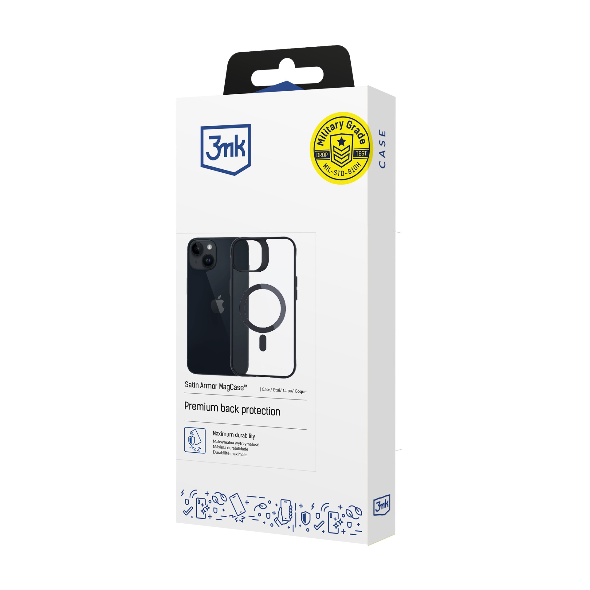 3mk Satin Armor MagCase med MagSafe til iPhone 13 / 14 – Gennemsigtig med sort ramme
