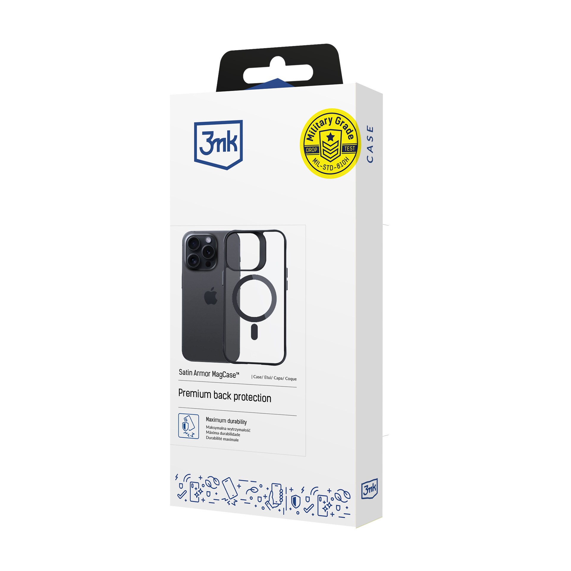 3mk Satin Armor MagCase med MagSafe til iPhone 14 Pro Max – Gennemsigtig med sort ramme