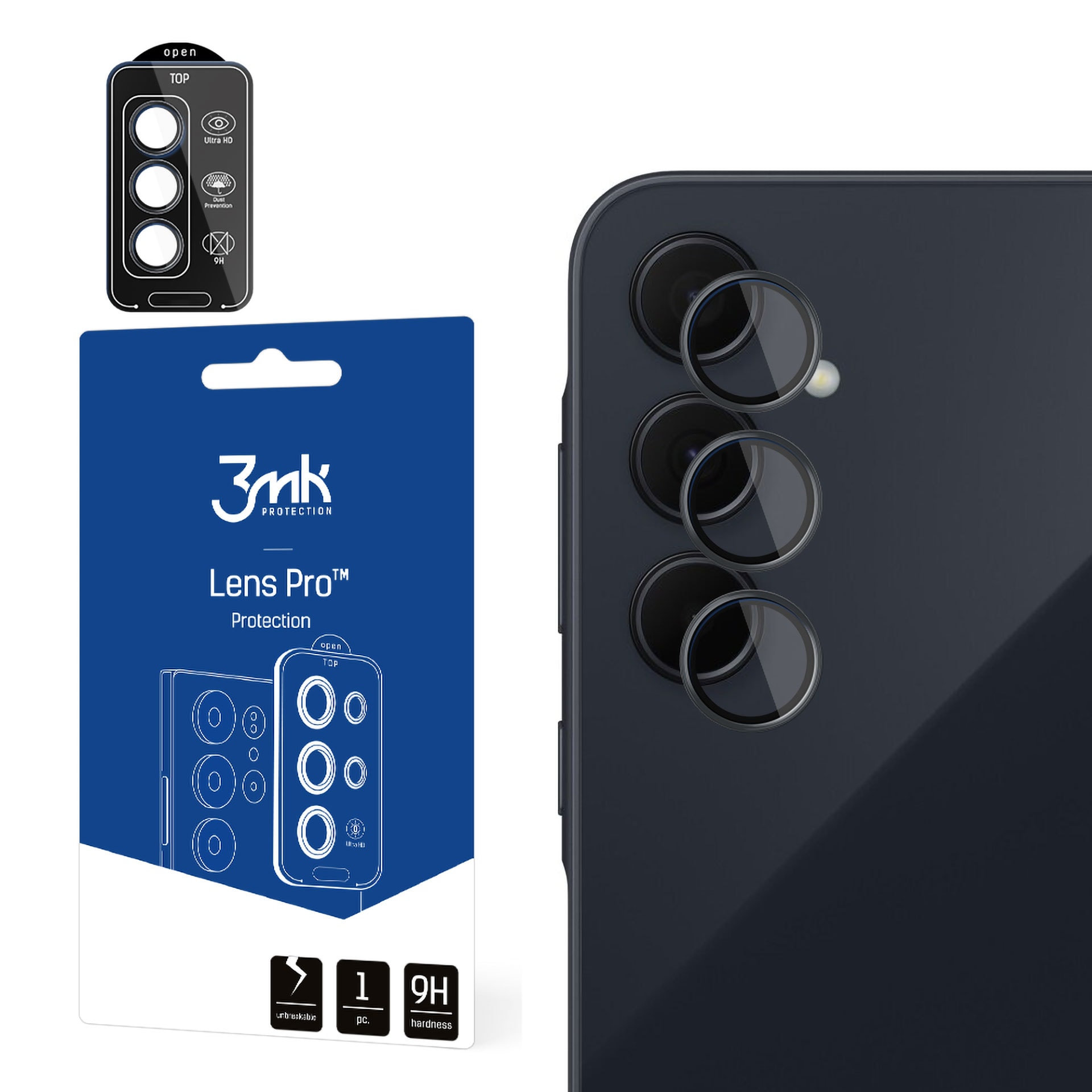 Härdat glas till kameralinsen 3mk Lens Protection Pro Black för Samsung Galaxy A35 5G