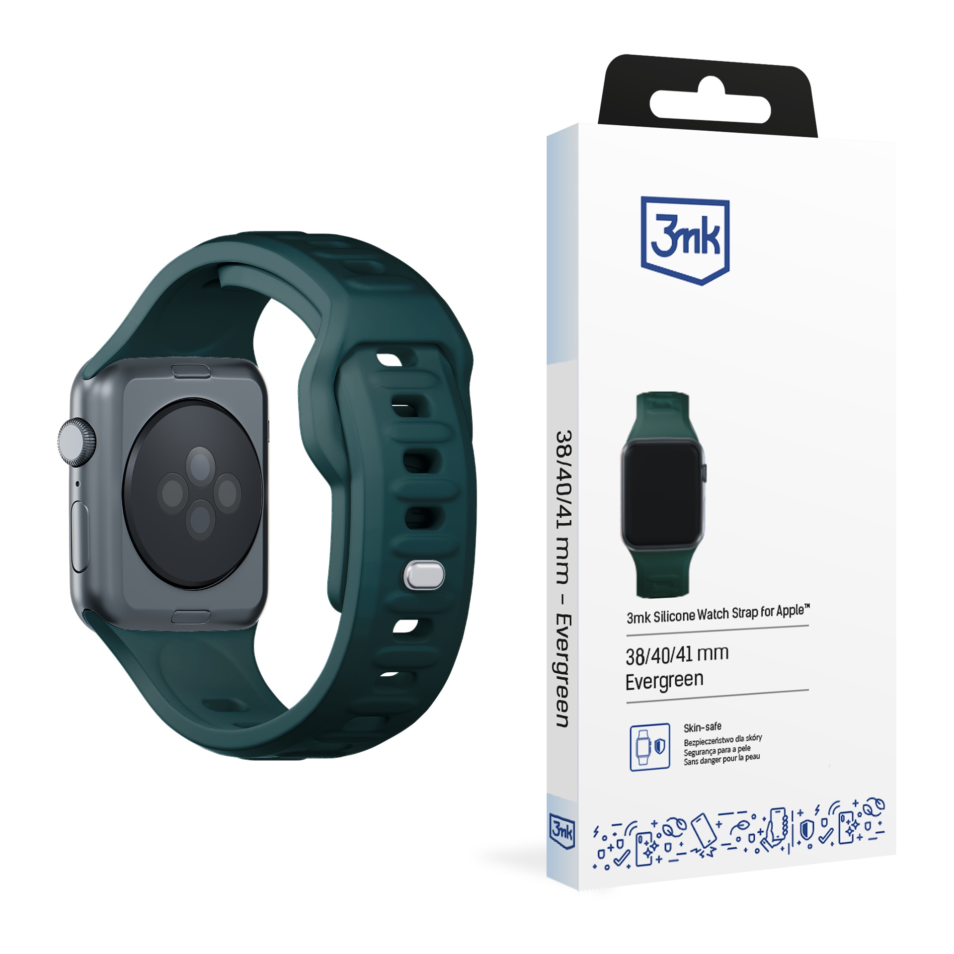 3mk silikonarmband till Apple Watch 42 / 44 / 45 / 49 mm – grönt