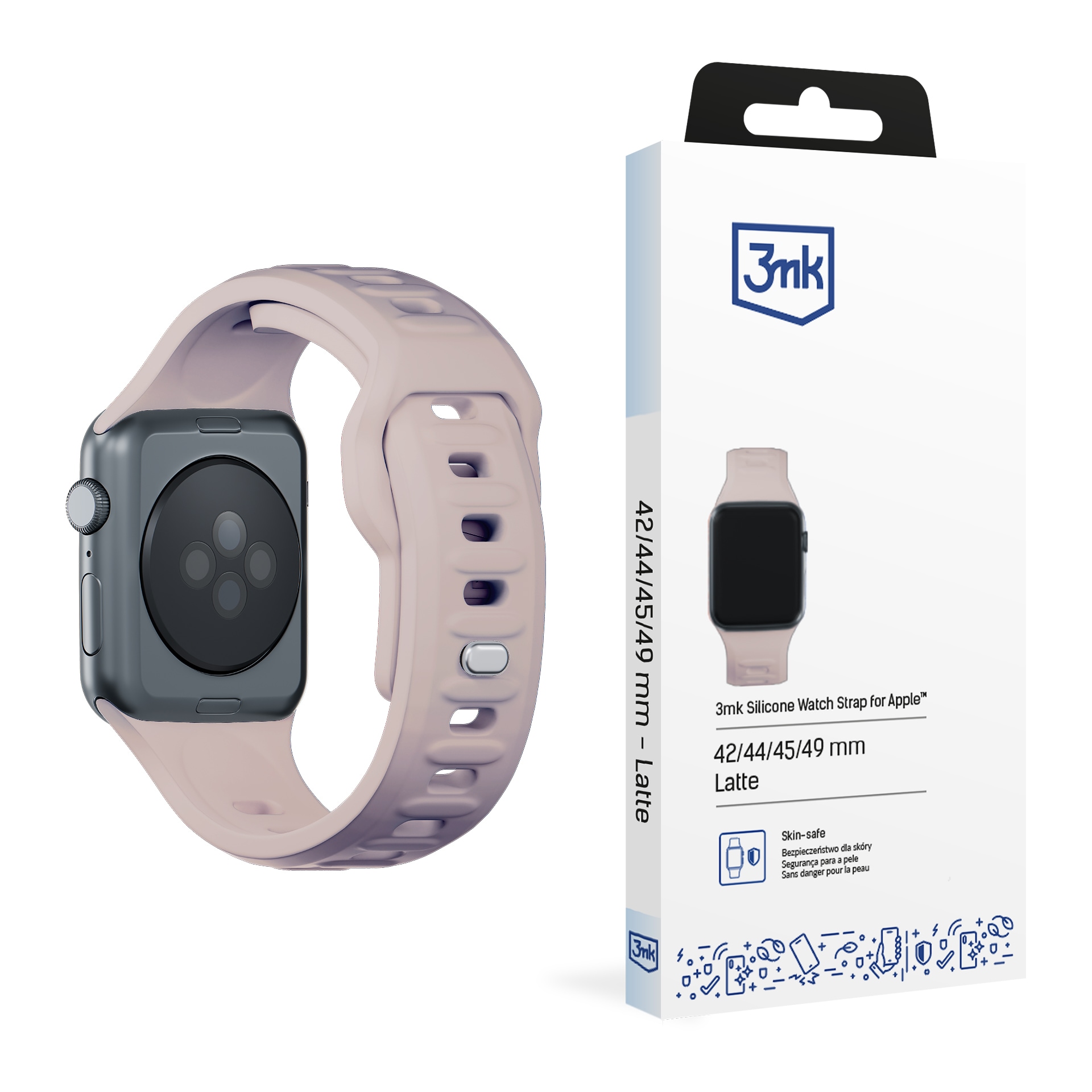 3mk silikonarmband till Apple Watch 42 / 44 / 45 / 49 mm – beige