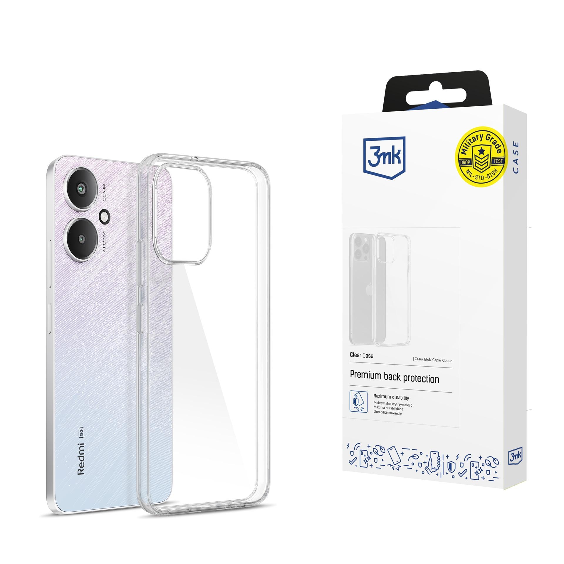 3mk genomskinligt skal till Xiaomi Redmi 13C 5G – transparent
