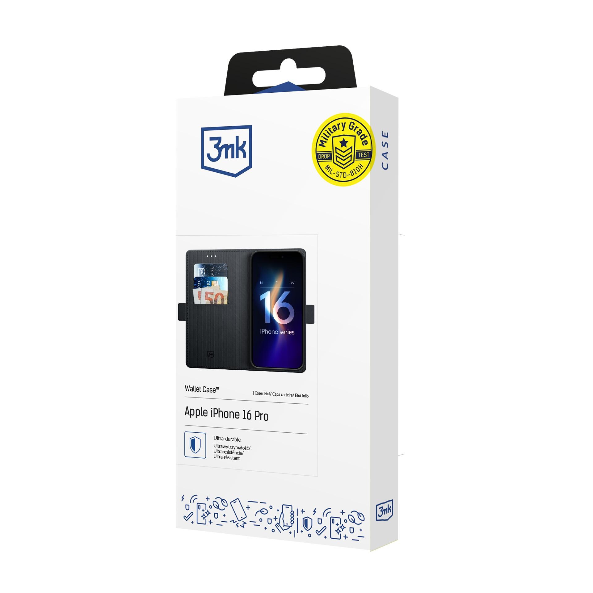 3mk-lommebogset til iPhone 16 Pro – Sort
