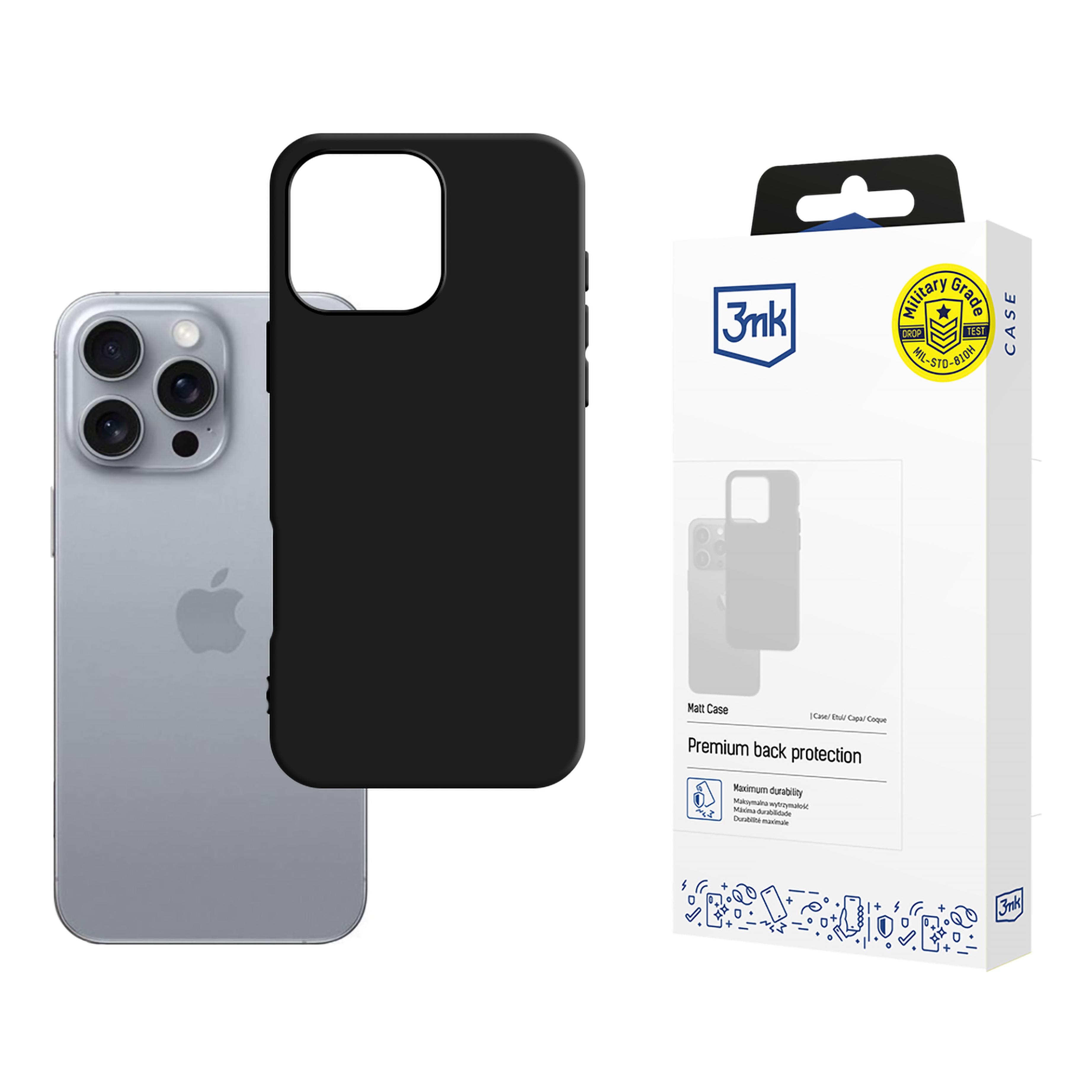 3mk matt skal till iPhone 16 Pro – Svart