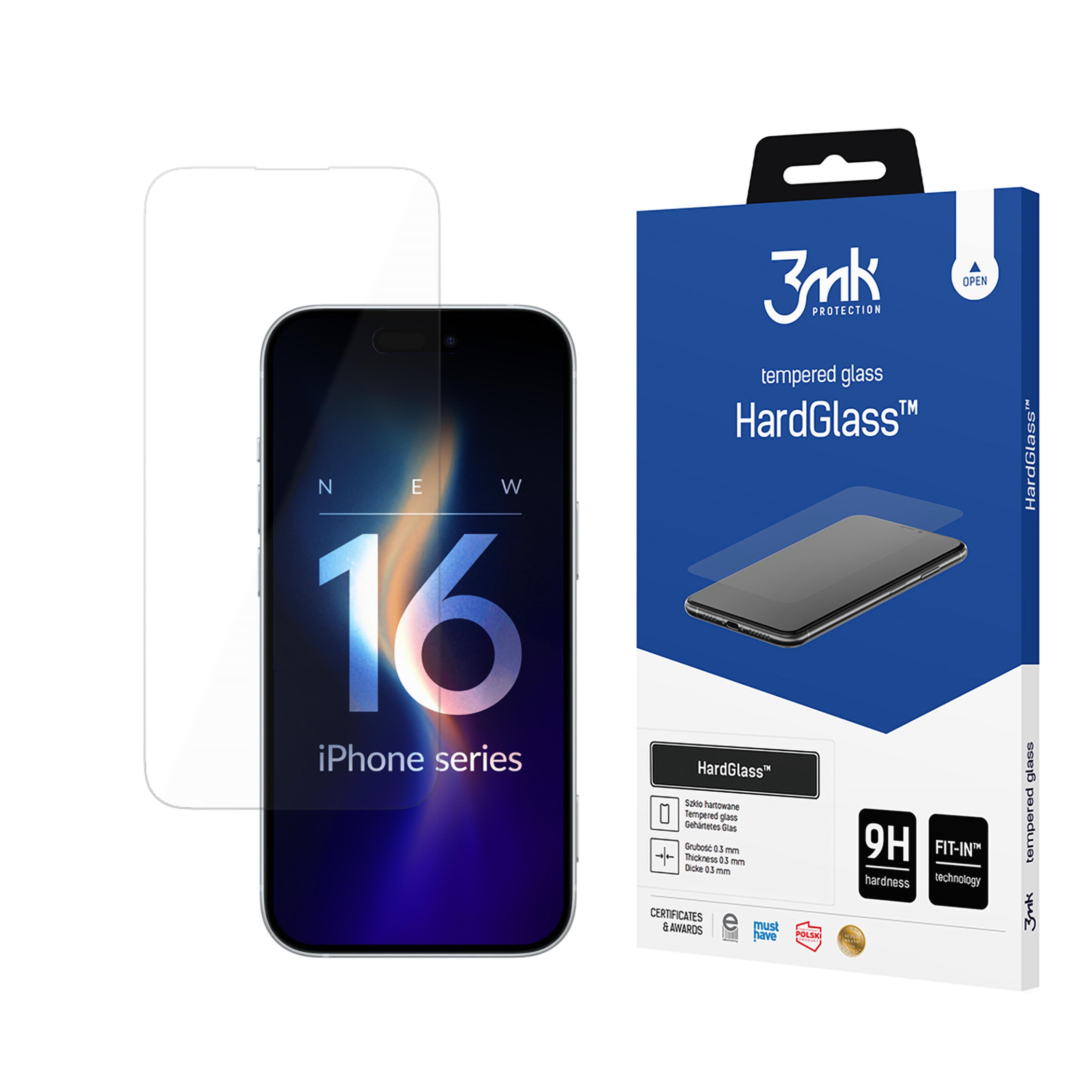 Härdat glas 9H 3mk HardGlass™ för Apple iPhone 16