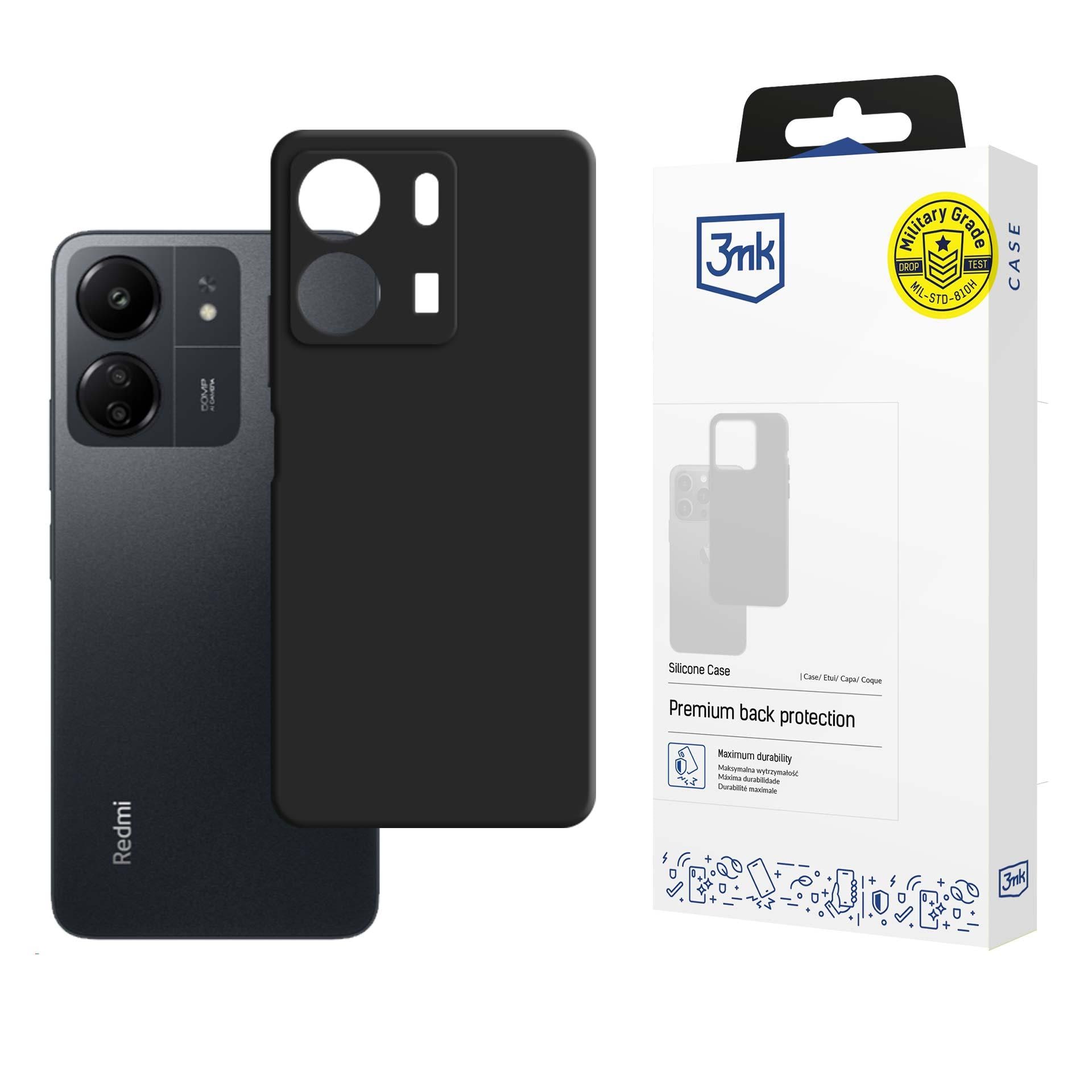 3mk silikonfodral för Xiaomi Redmi 13C och POCO C65 – svart