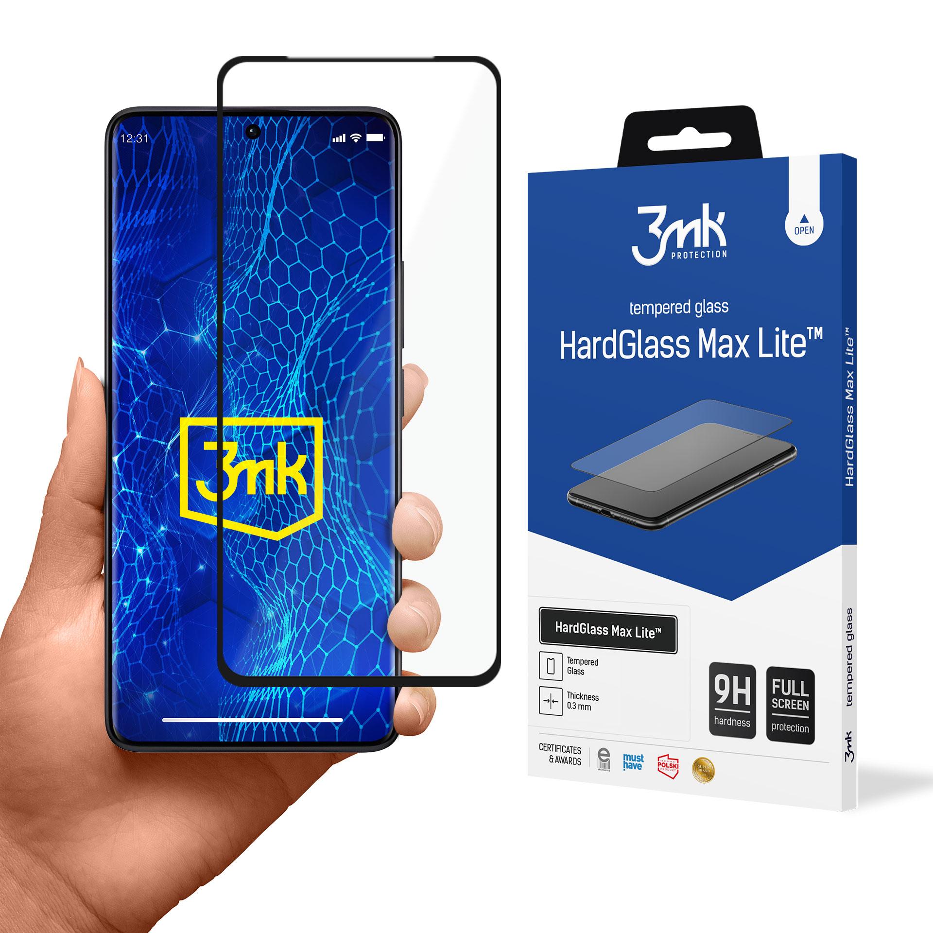Härdat glas 3mk HardGlass Max Lite med svart ram till Xiaomi Redmi Note 13 Pro+
