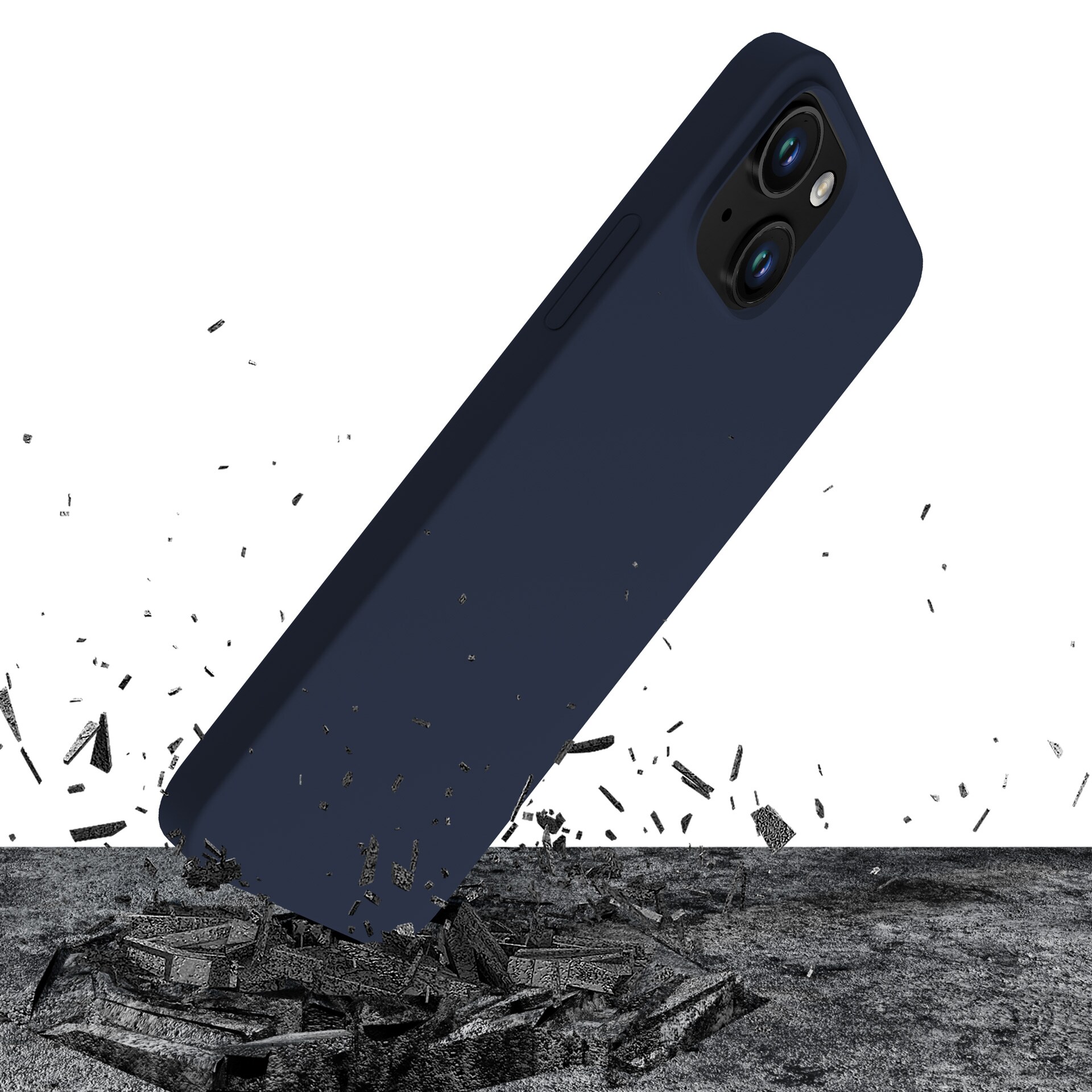 3mk silikoneetui til iPhone 15 Plus – marineblå