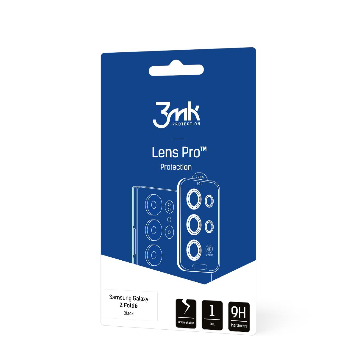 Härdat glas för kameralins – 3mk Lens Protection Pro Black till Samsung Galaxy Z Fold 6