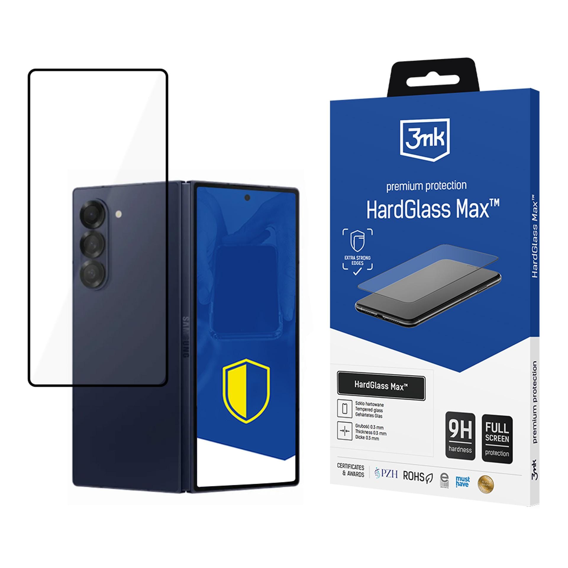 Härdat glas 3mk HardGlass Max Black till Samsung Galaxy Z Fold 6 (framsida)