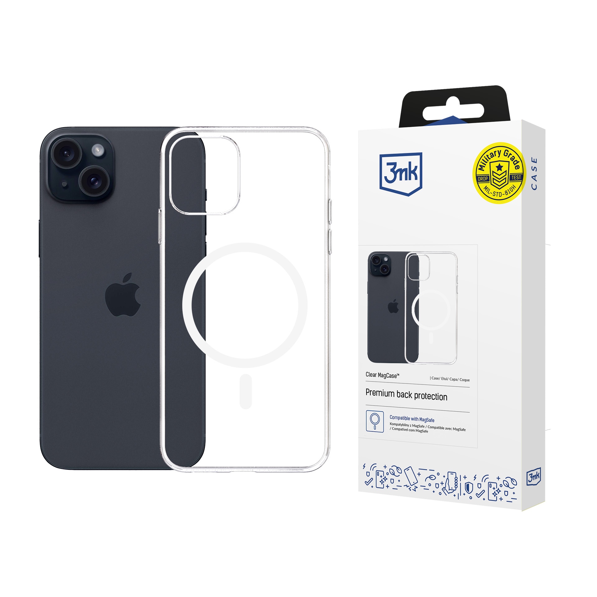 3mk Clear MagCase för Apple iPhone 15 Plus – genomskinligt