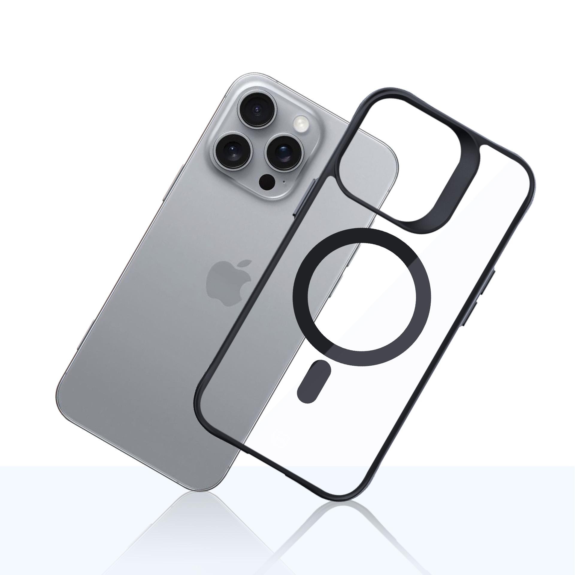 3mk Satin Armor MagCase med MagSafe för iPhone 16 Pro Max – genomskinligt med svart ram
