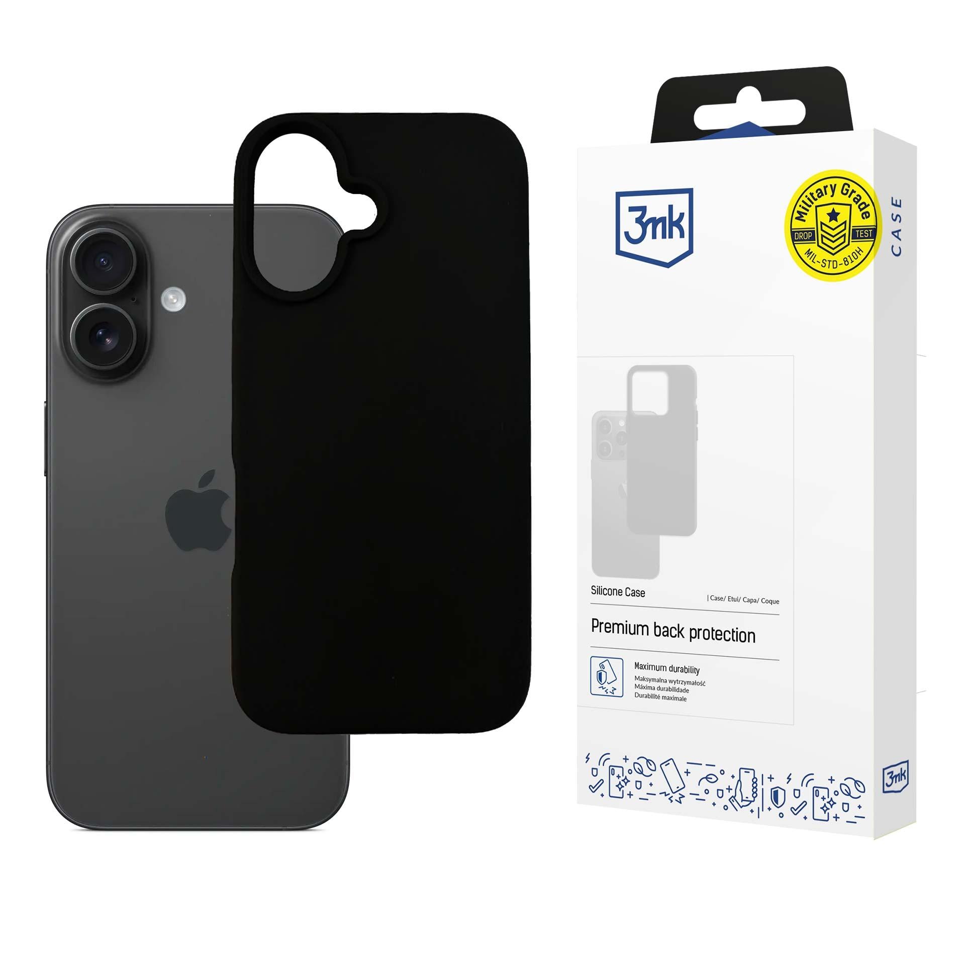 3mk silikonfodral för iPhone 16 Plus – Svart