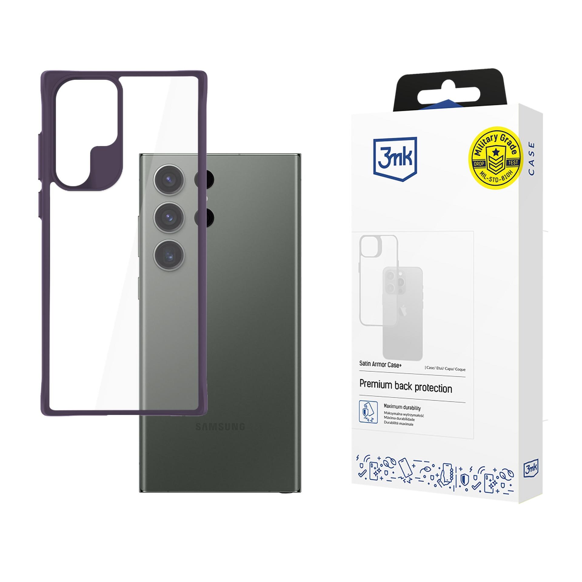 3mk Satin Armor Case+ Lila för Samsung Galaxy S24 Ultra – Transparent