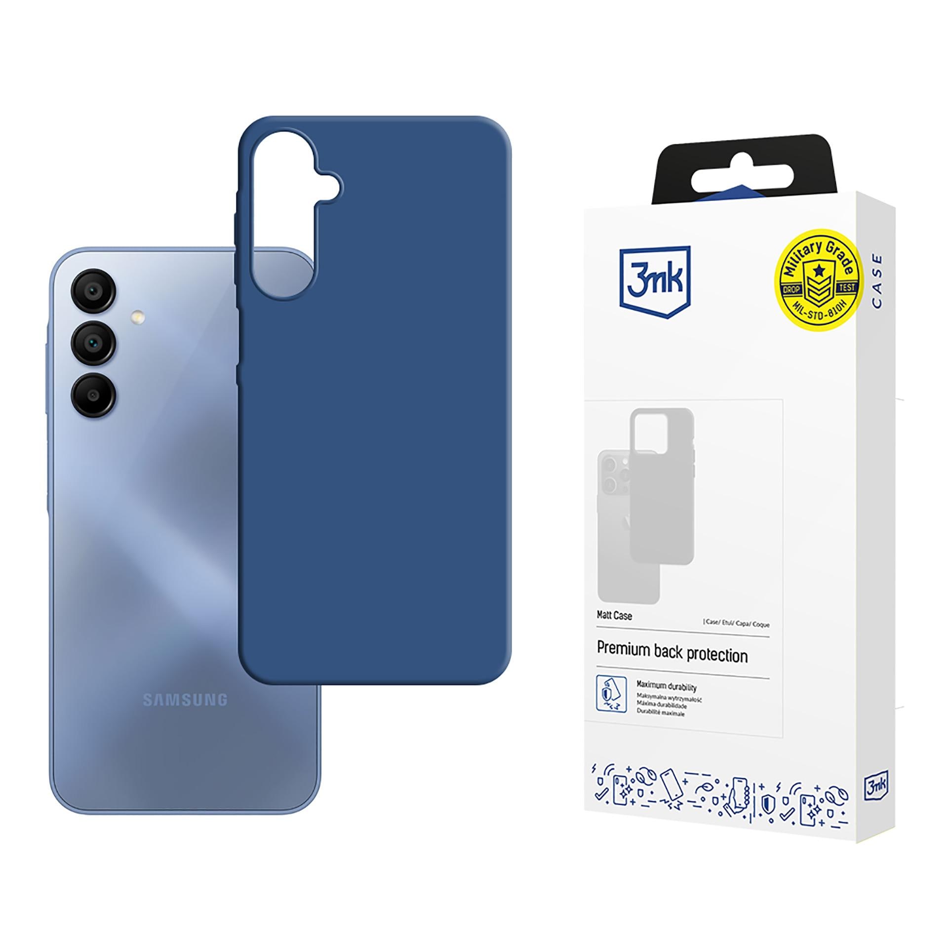 3mk matt skal till Samsung Galaxy A15 5G – mattblått