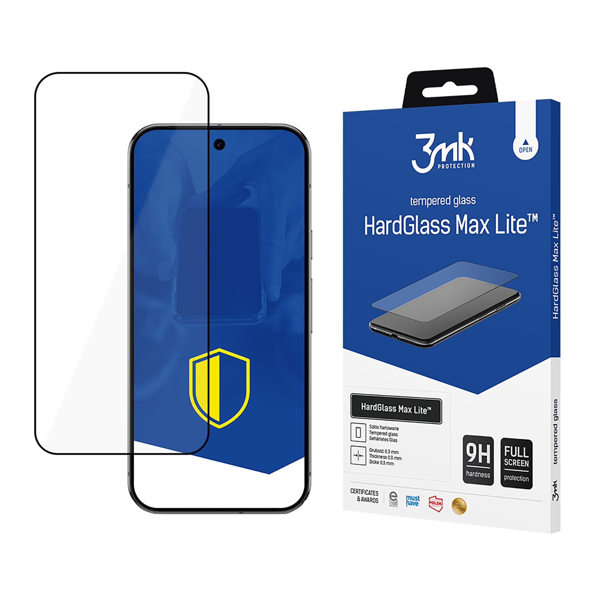 Härdat glas 3mk HardGlass Max Lite Black till Google Pixel 9 Pro XL