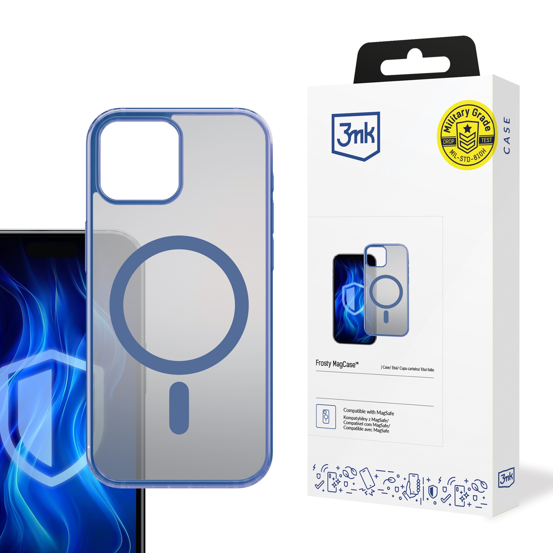 3mk Frosty MagCase blåt fodral för Apple iPhone 15 Plus – blå