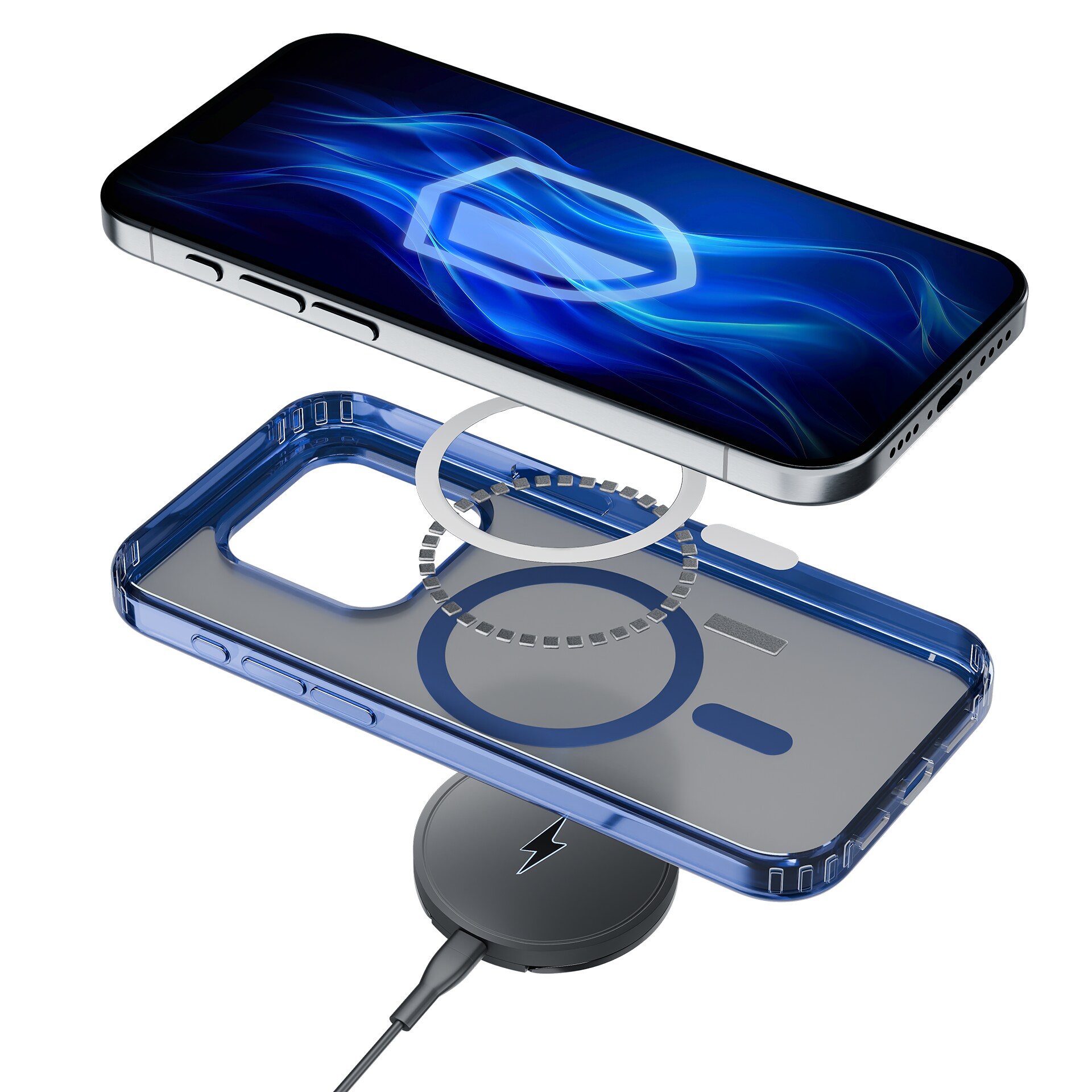 3mk Frosty MagCase Blå etui til Apple iPhone 16 Pro Max – Gennemsigtig