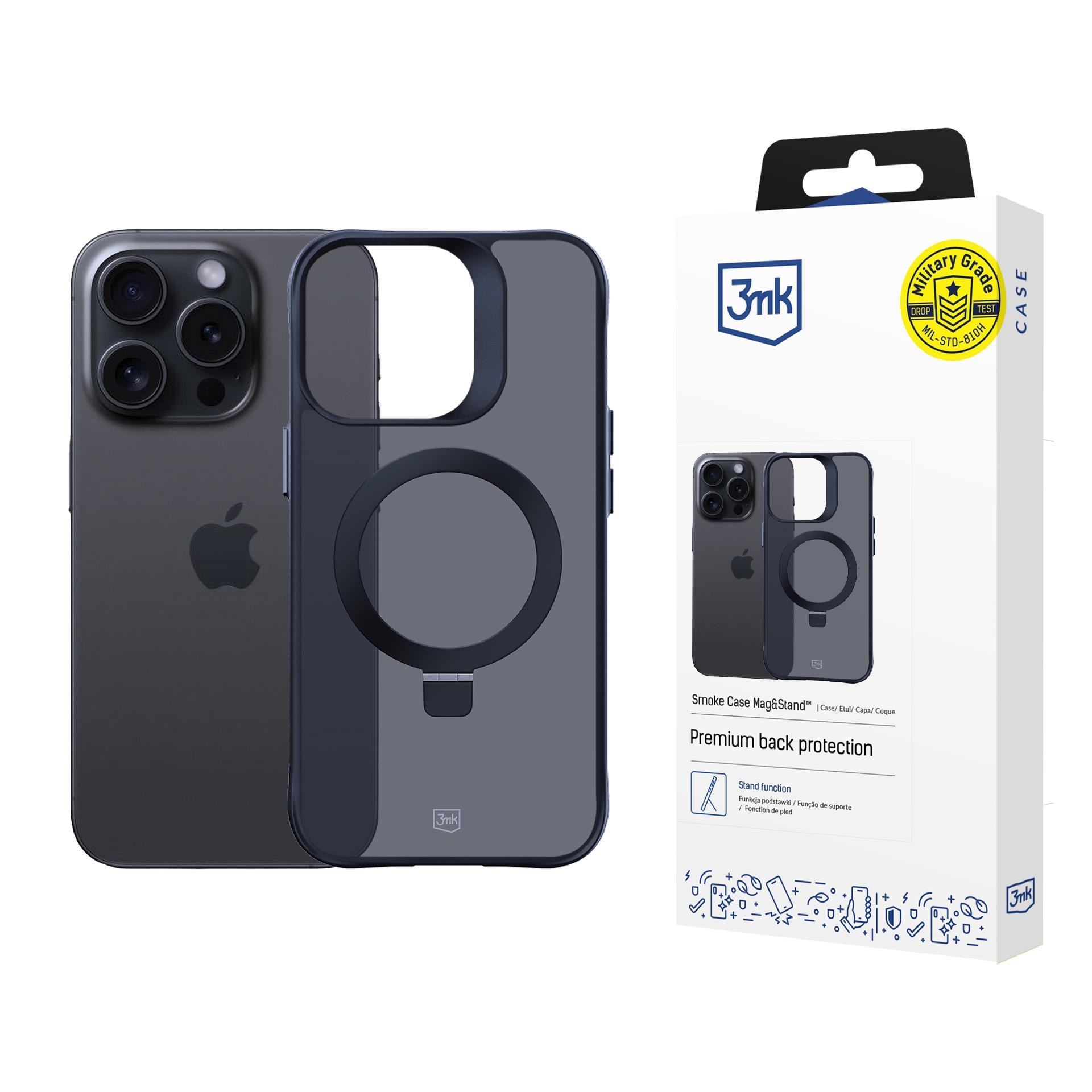 3mk Smoke Case Mag&Stand för Apple iPhone 13 Pro Max – svart