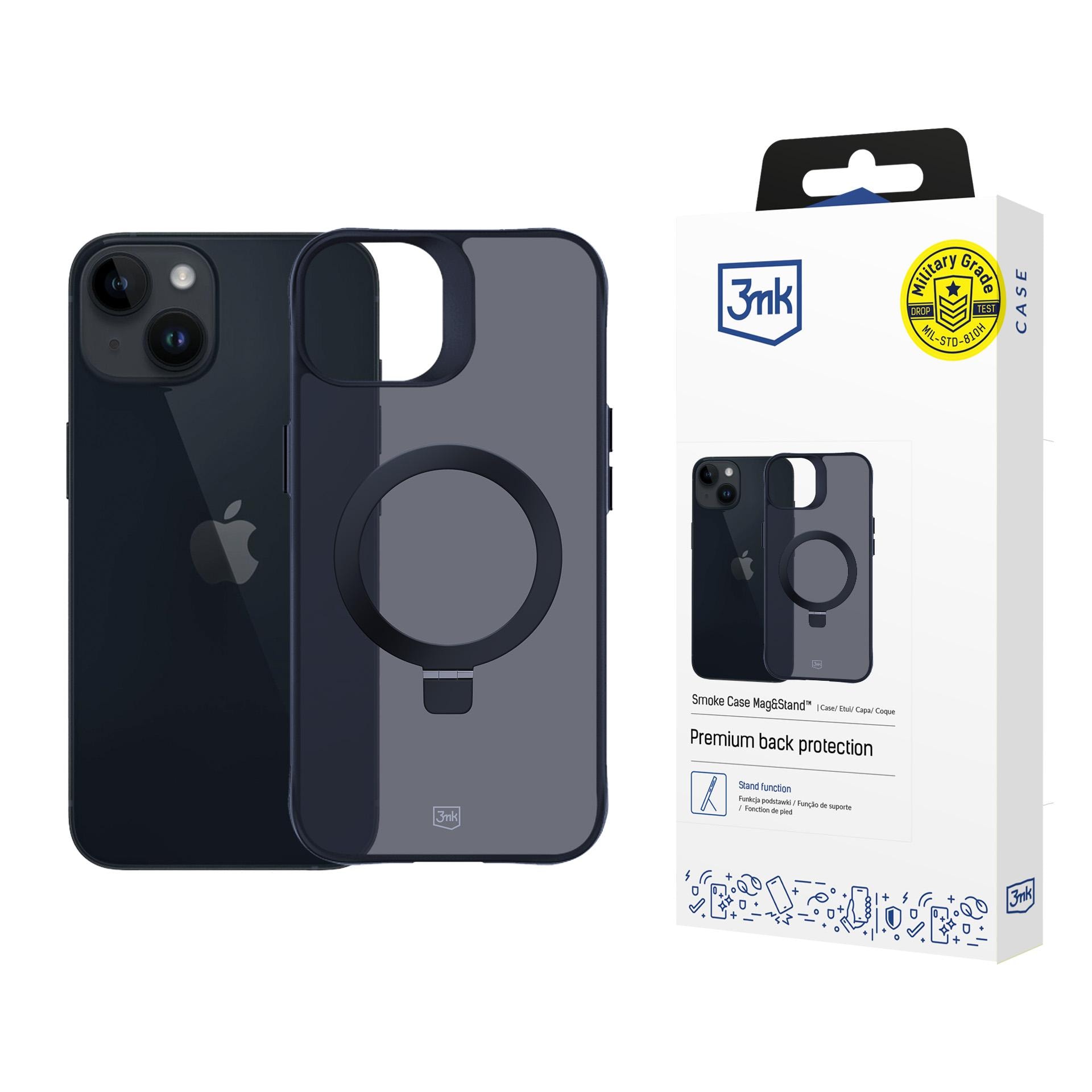 3mk Smoke Case Mag&Stand för Apple iPhone 14 Plus – svart