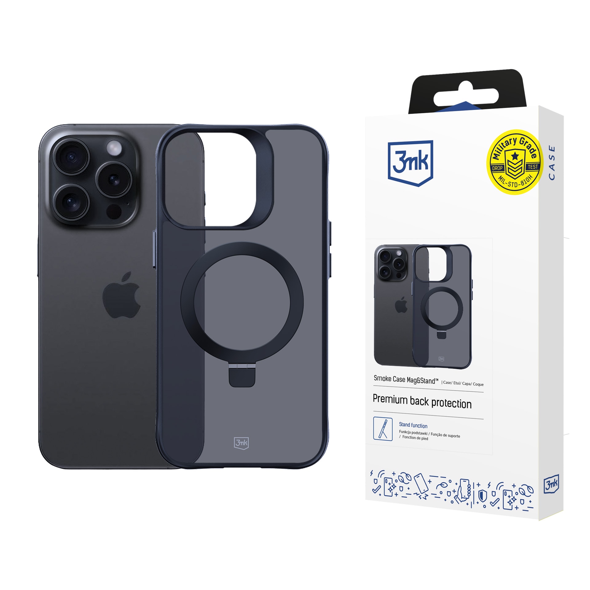 3mk Smoke Case Mag&Stand för Apple iPhone 14 Pro Max – svart