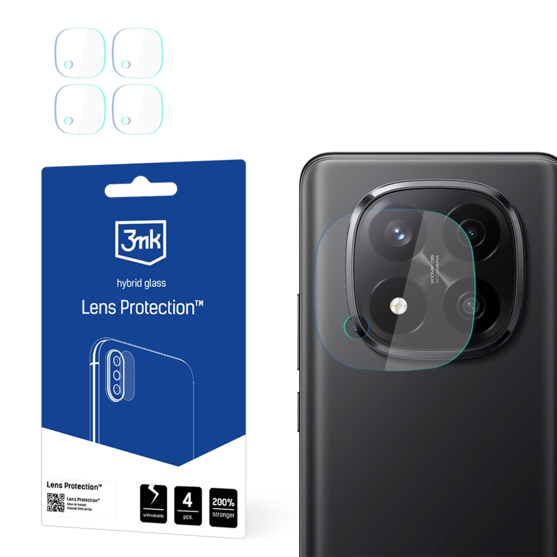 Hybridglas för kameralins – 3mk-linsskydd till Xiaomi Redmi Note 14 Pro+