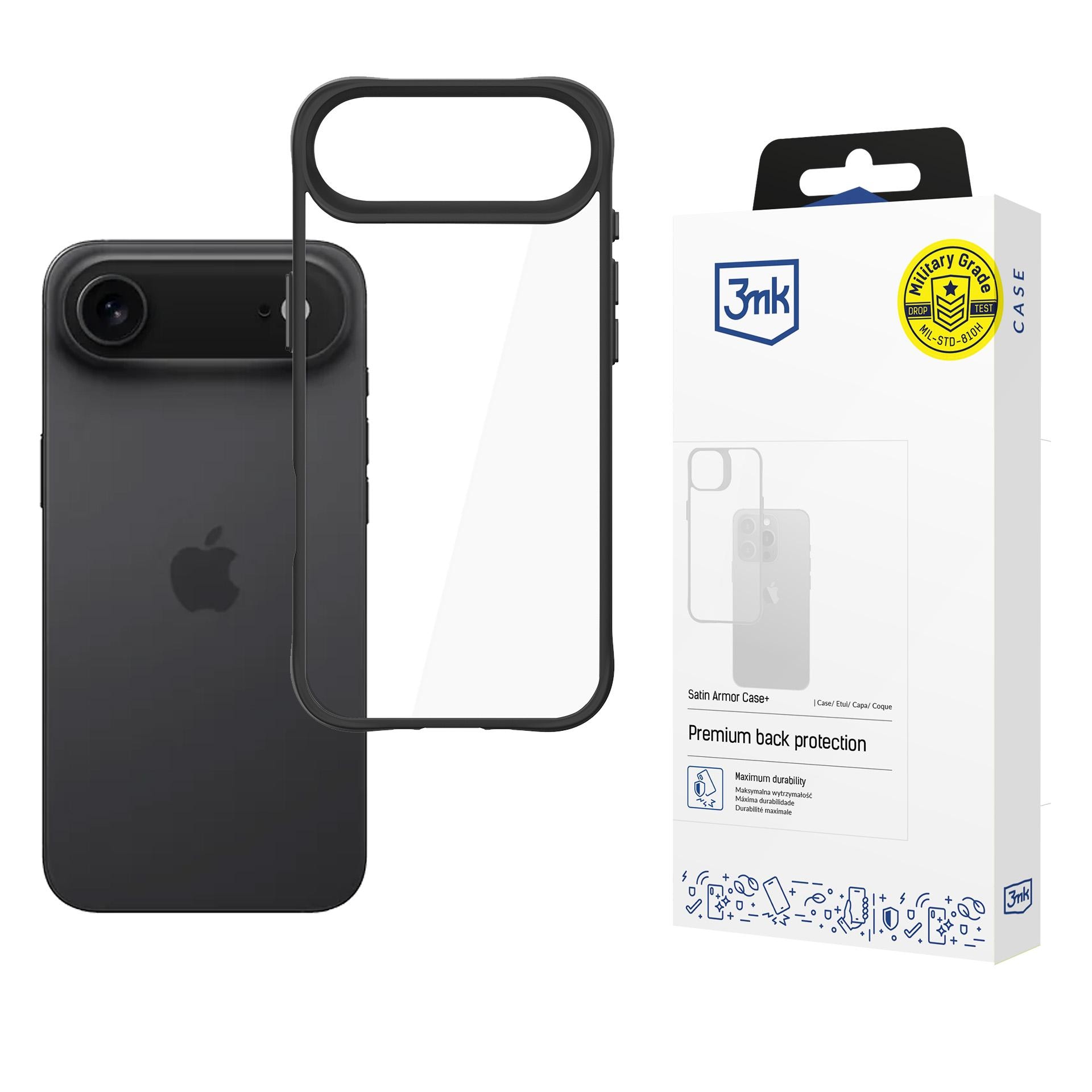 3mk Satin Armor Case+ för iPhone Air – Transparent svart