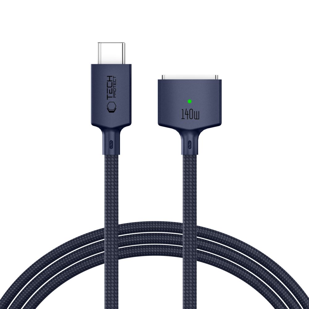 Tech-Protect MMC01 Ultraboost USB-C / USB-C MagSafe 3, 140 W, 200 cm kabel för MacBook – marinblå