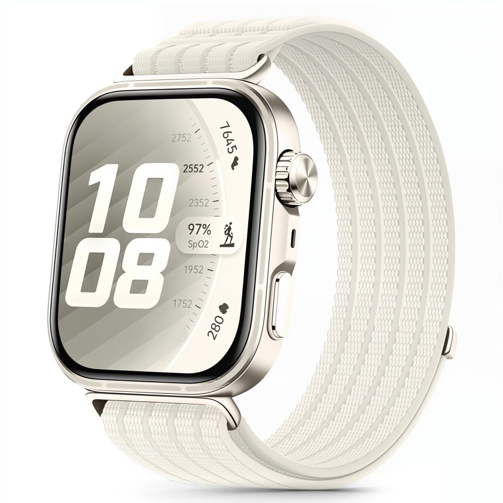 Tech-Protect nylonarmband för Huawei Watch Fit 3 / 4 / 4 Pro / 5 / 5 Pro – Vit