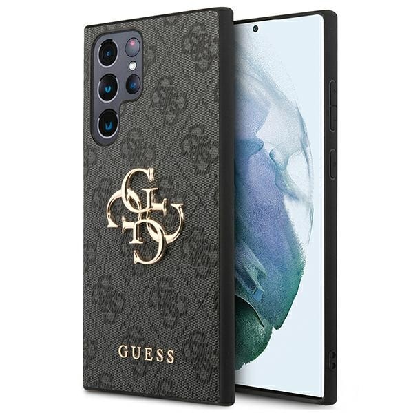 Guess GUHCS22L4GMGGR S908 S22 Ultra grå/grå hårdväska 4G med stor metalllogotyp