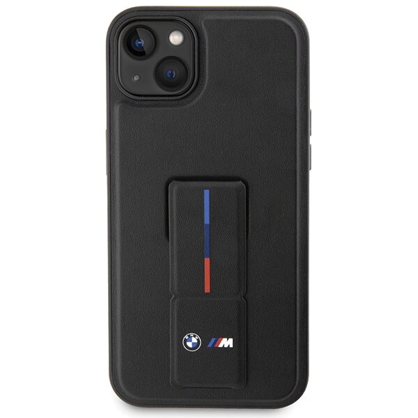 BMW Grip Stand Hot Stamp-etui til iPhone 14 Plus / 15 Plus – Sort