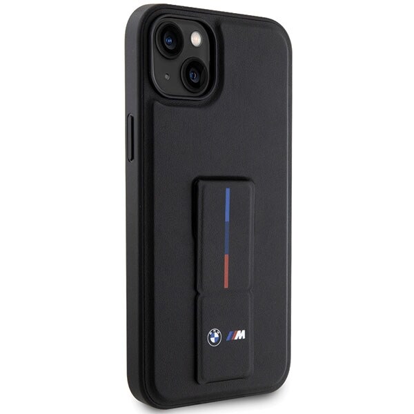 BMW Grip Stand Hot Stamp-etui til iPhone 14 Plus / 15 Plus – Sort