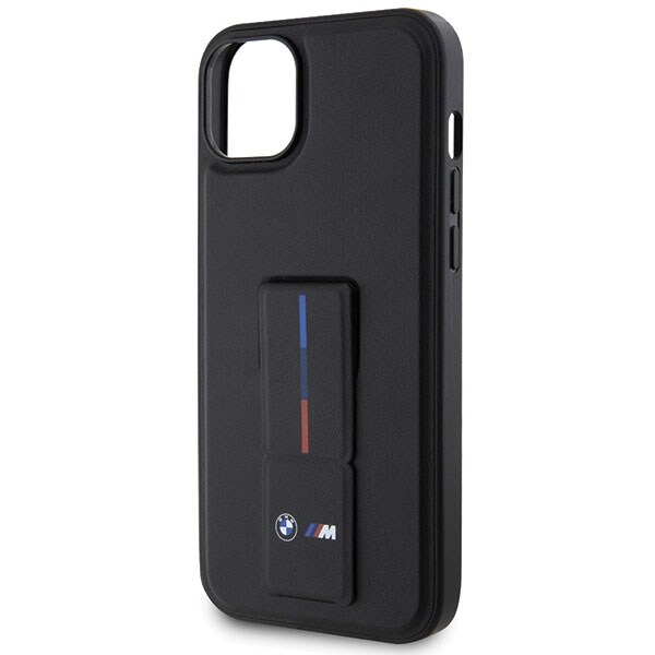 BMW Grip Stand Hot Stamp-etui til iPhone 14 Plus / 15 Plus – Sort