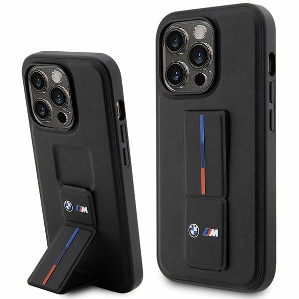 BMW Grip Stand Hot Stamp-skal till iPhone 14 Pro – Svart