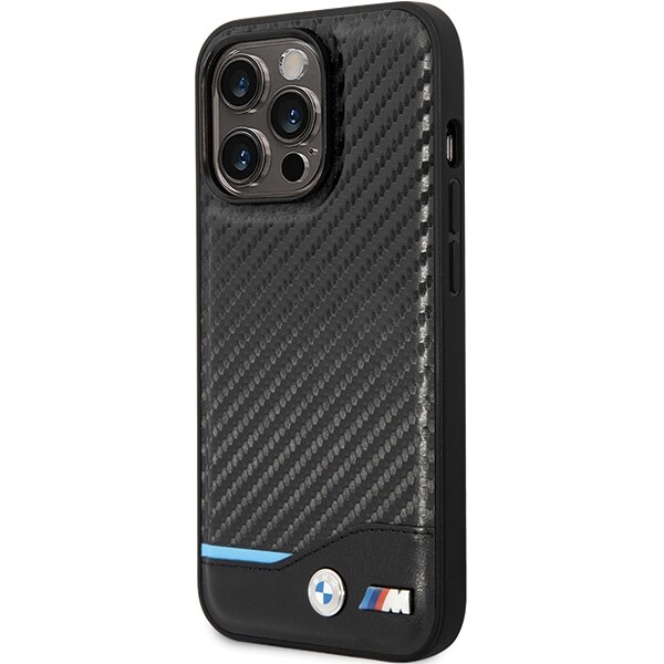 BMW læder- og kulfiberetui til iPhone 13 Pro Max – sort