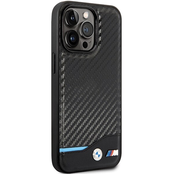 BMW læder- og kulfiberetui til iPhone 13 Pro Max – sort