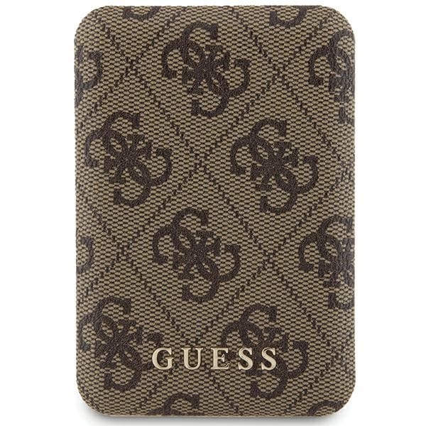 Guess Powerbank induktiv 15W GUPB5FP4EMGW 5000mAh brun 4G läder metalllogo MagSafe