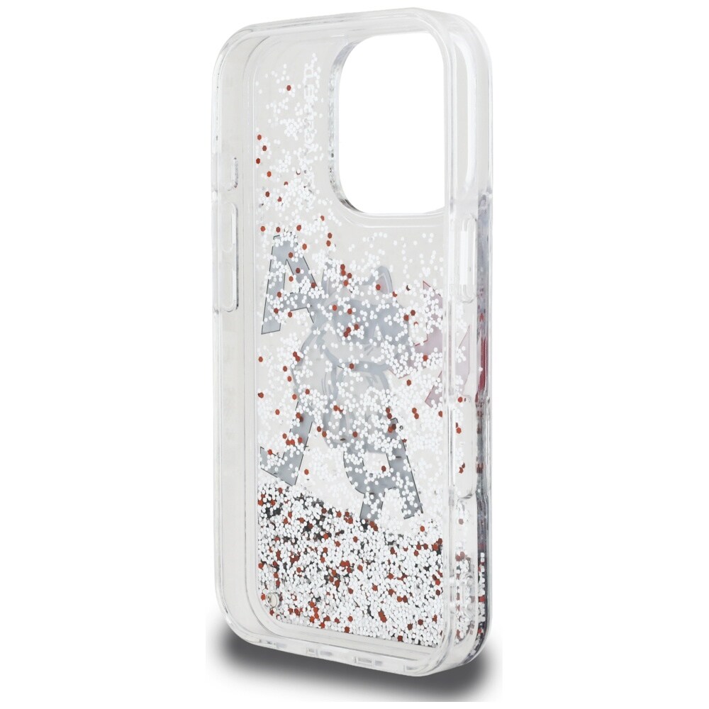 Karl Lagerfeld Liquid Glitter Choupette Logo-etui til iPhone 16 Pro – gennemsigtigt