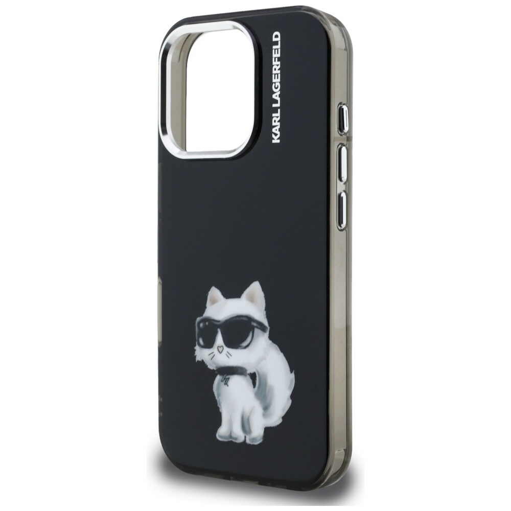 Karl Lagerfeld IML Aquarelle Choupette & Logo iPhone 16 Pro-etui – Sort