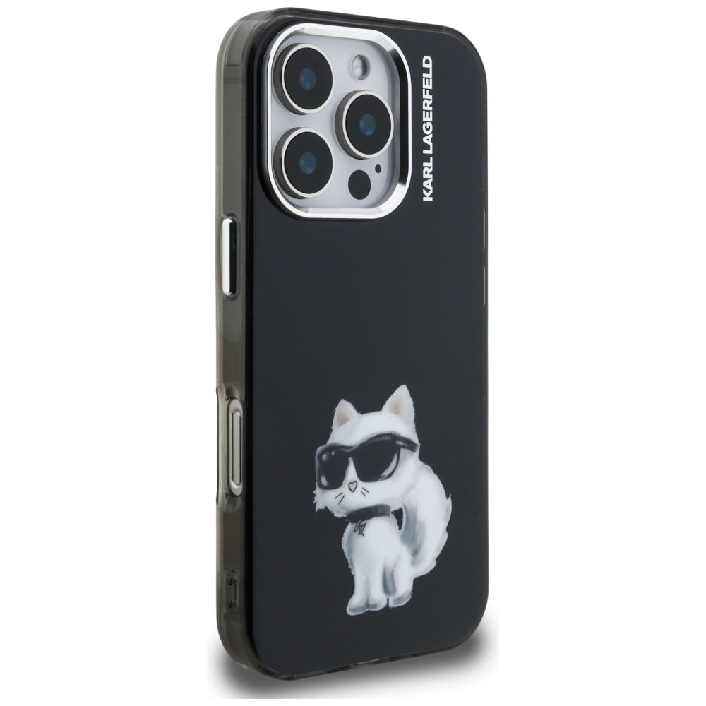 Karl Lagerfeld IML Aquarelle Choupette & Logo-etui til iPhone 16 Pro Max – Sort