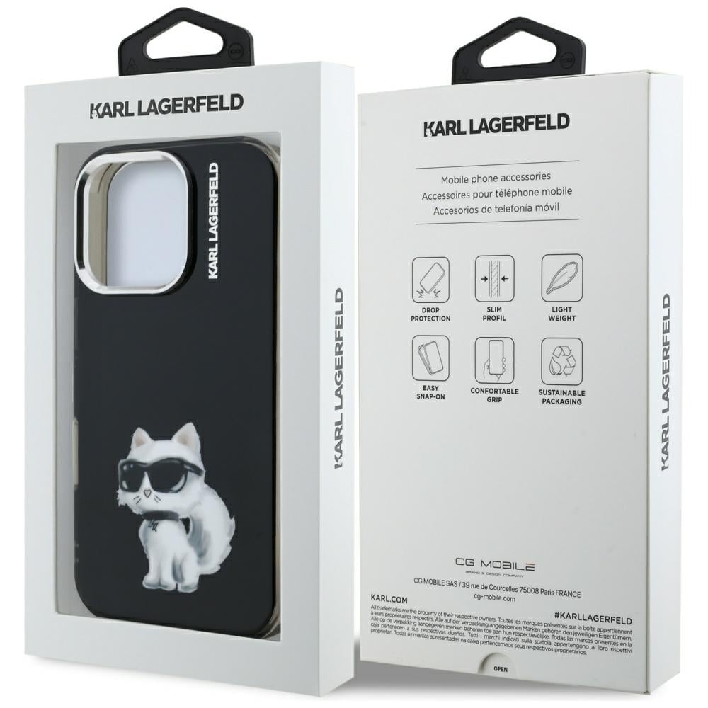 Karl Lagerfeld IML Aquarelle Choupette & Logo-etui til iPhone 16 Pro Max – Sort